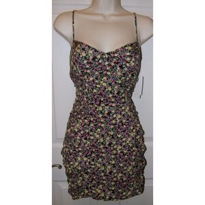 ROW A Multicolor Floral Sz Jr Small Lined Sleeveless Bodycon Mini Dress NEW NWT
